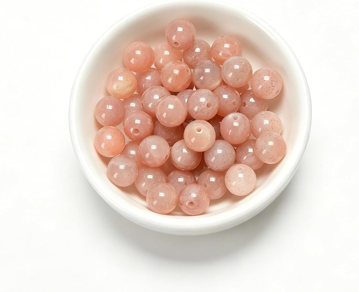 120Pcs 6mm Natural Peach Moonstone Smooth Round Beads for Jewlery Making