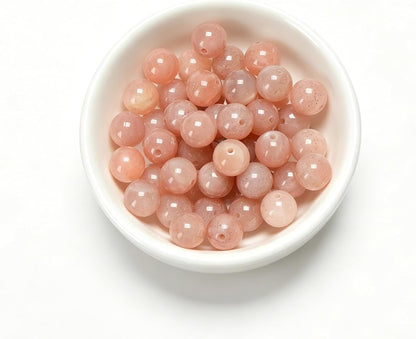 120Pcs 6mm Natural Peach Moonstone Smooth Round Beads for Jewlery Making