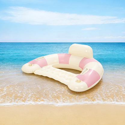 2 pcs Inflatable Pool Float Chair - 43" Pool Floaties Chair Floats Loungers for Swimming Pools Floating Lounger with Cup Holders Party Floaties for Adults