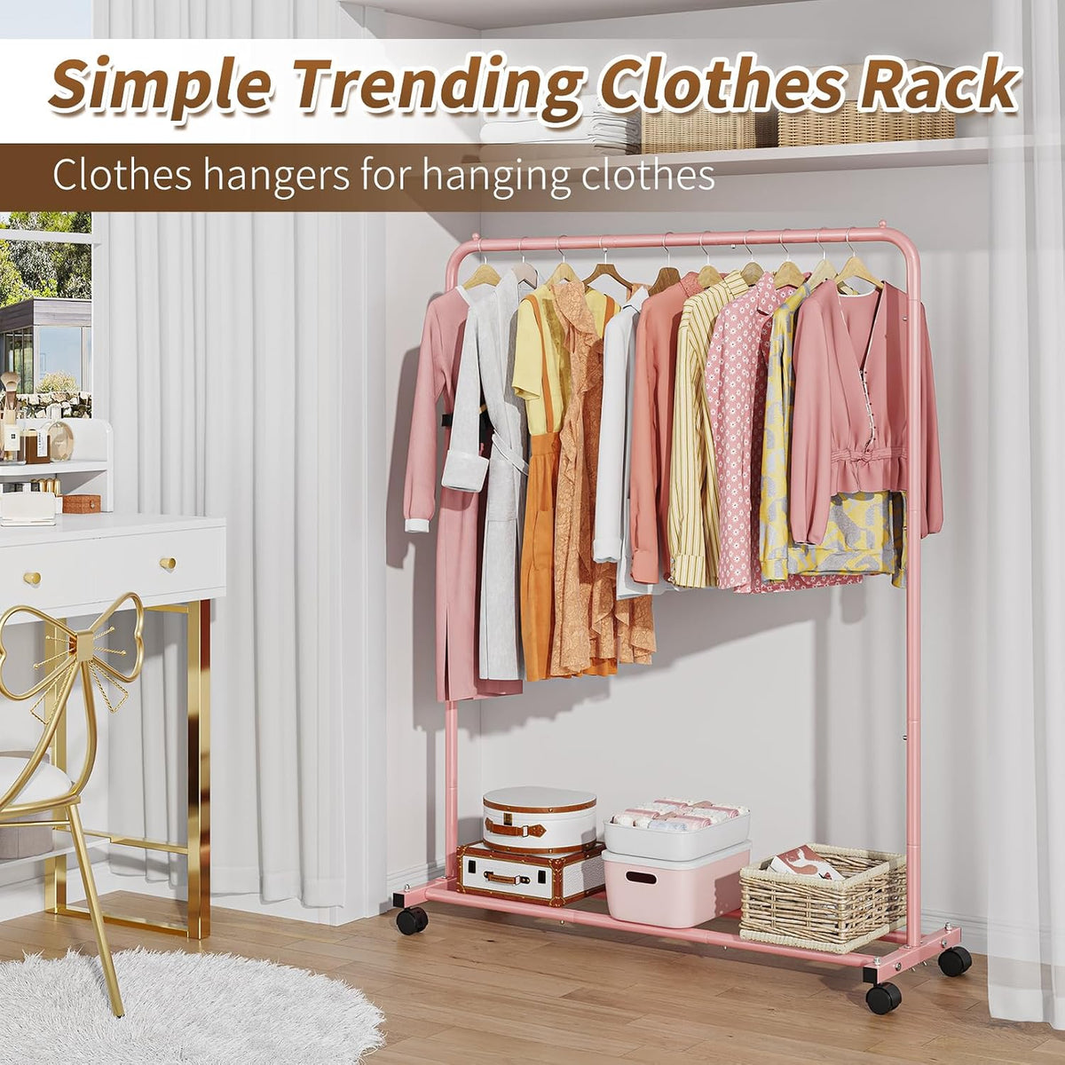 Clothes Clothing Garment Rack, Clothes Organizer, Pink