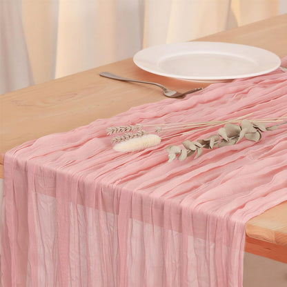 3 Pack Peach Pink Cheesecloth Table Runner 120 Inch Boho Wedding Decor