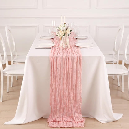 3 Pack Peach Pink Cheesecloth Table Runner 120 Inch Boho Wedding Decor