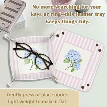 Pink Hydrangea Floral Jewelry Valet Tray for Women,Hydrangea decor