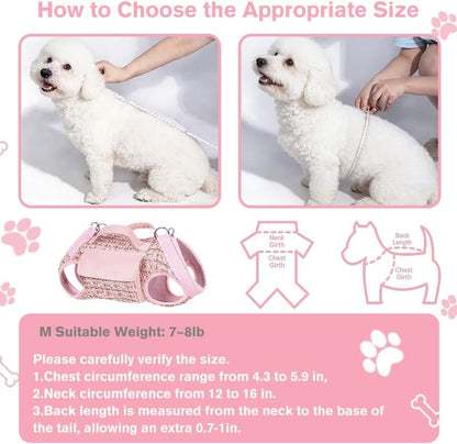 Dog Lift Harness Backpack for Small Dogs Cats, Adjustable Straps Dog Sling Carrier Full Body for Hiking, Travel, Outdoor – Pink Medium