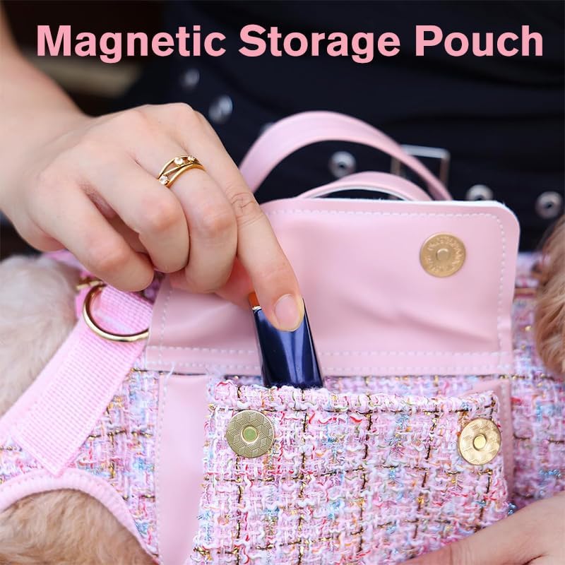Dog Lift Harness Backpack for Small Dogs Cats, Adjustable Straps Dog Sling Carrier Full Body for Hiking, Travel, Outdoor – Pink Medium