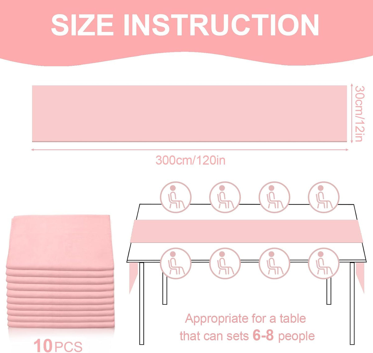 10 Pack 10ft Baby Pink Chiffon Table Runners Wedding Table Runner Sheer Romantic Tulle Table Runner for Christmas Wedding Bridal Tea Party Baby Shower Birthday Party Table Decorations(120 x 12 in)