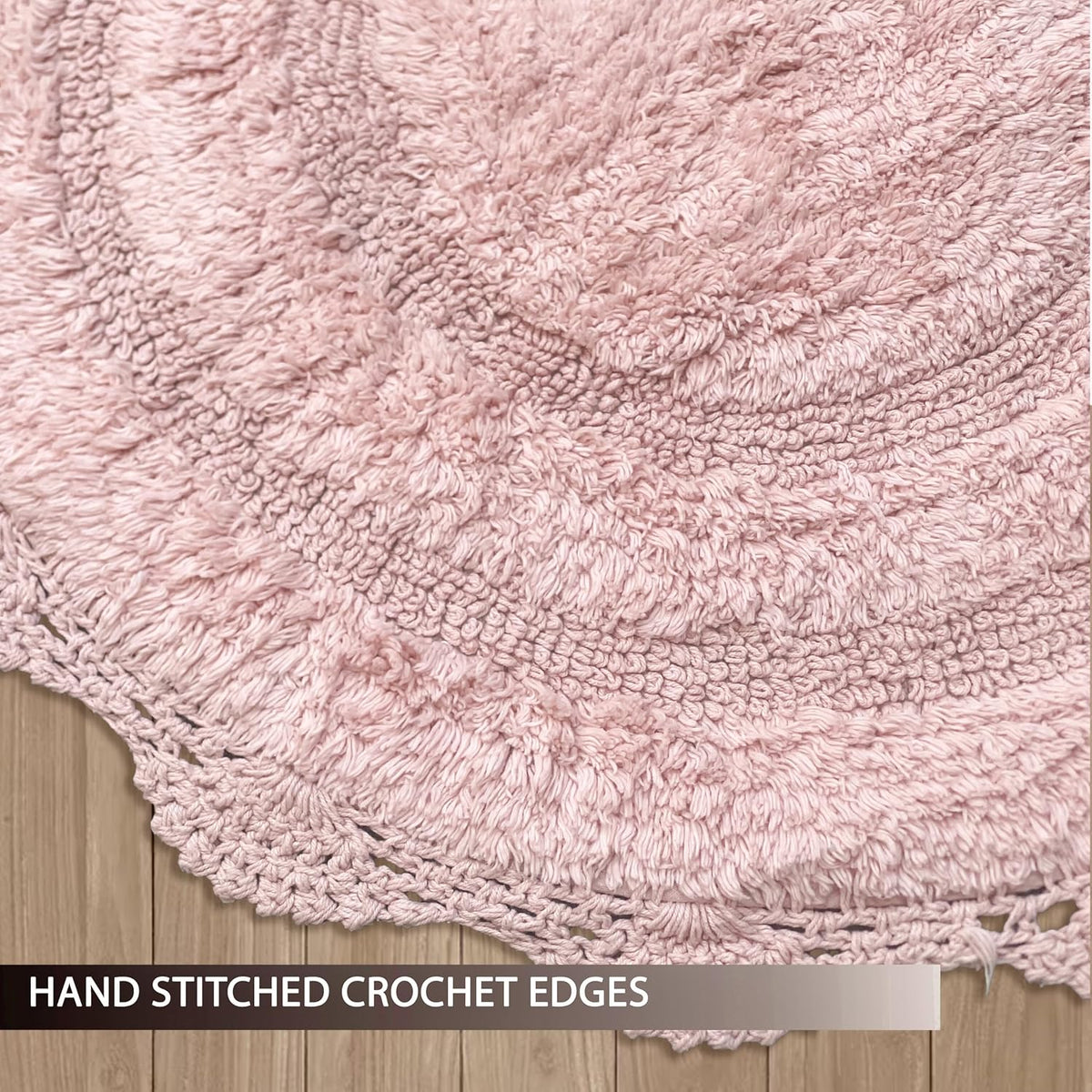 Pink Crochet Bathrug, 100% Cotton Oval, 21x34 Inch, Medium Rug