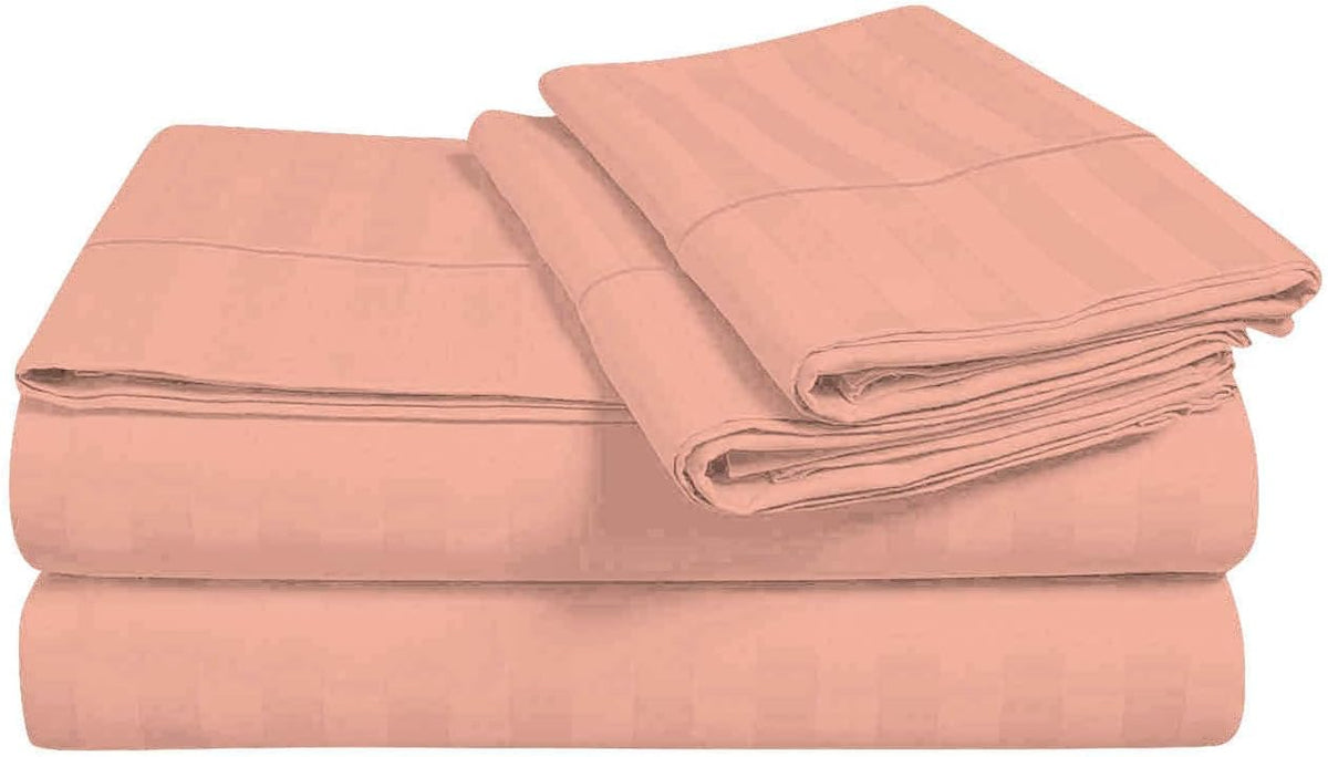 Camper Sheets Custom Rv Sheets 4-Piece Rv Sheet Set, Full Size (54"X75"), 1000 Thread Count 100% Egyptian Cotton 21" Inches Deep Pocket Stripe Peach