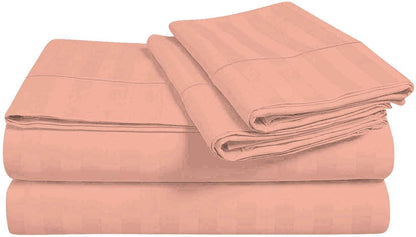 Camper Sheets Custom Rv Sheets 4-Piece Rv Sheet Set, Full Size (54"X75"), 1000 Thread Count 100% Egyptian Cotton 21" Inches Deep Pocket Stripe Peach