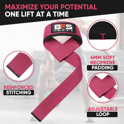 Lifting Straps for Weightlifting, Weightlifting Cotton Straps with Neoprene Padding for Men women Gym Wrist Straps for Bodybuilding powerlifting, Strength Training and Deadlifting