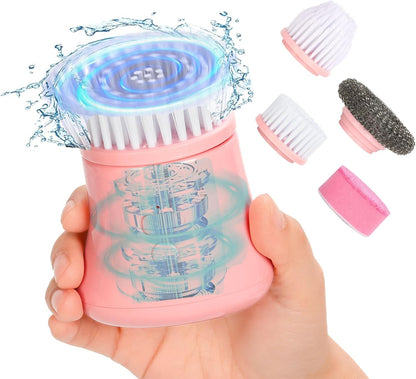Pink Electric Spin Scrubber, Cordless Handheld Dish Scrubber Brush for Kitchen & Bathroom, Power Scrubber for Cleaning Sink, Grout, Shower, Aesthetic Pink Kitchen Accessories & Supplies
