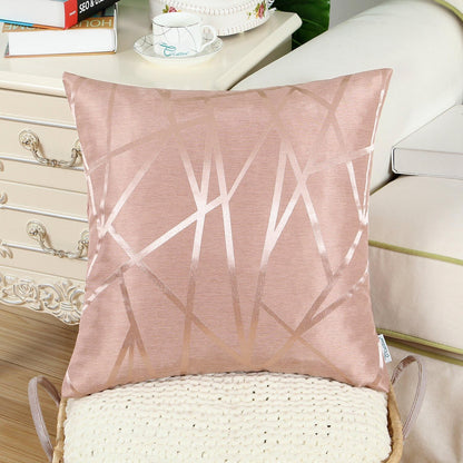 Pack of 2 Throw Pillow Covers Cases for Couch Sofa Home Decor Modern Shining & Dull Contrast Triangles Abstract Lines Geometric 18 X 18 Inches Dusty Pink