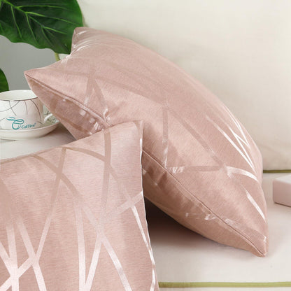 Pack of 2 Throw Pillow Covers Cases for Couch Sofa Home Decor Modern Shining & Dull Contrast Triangles Abstract Lines Geometric 18 X 18 Inches Dusty Pink