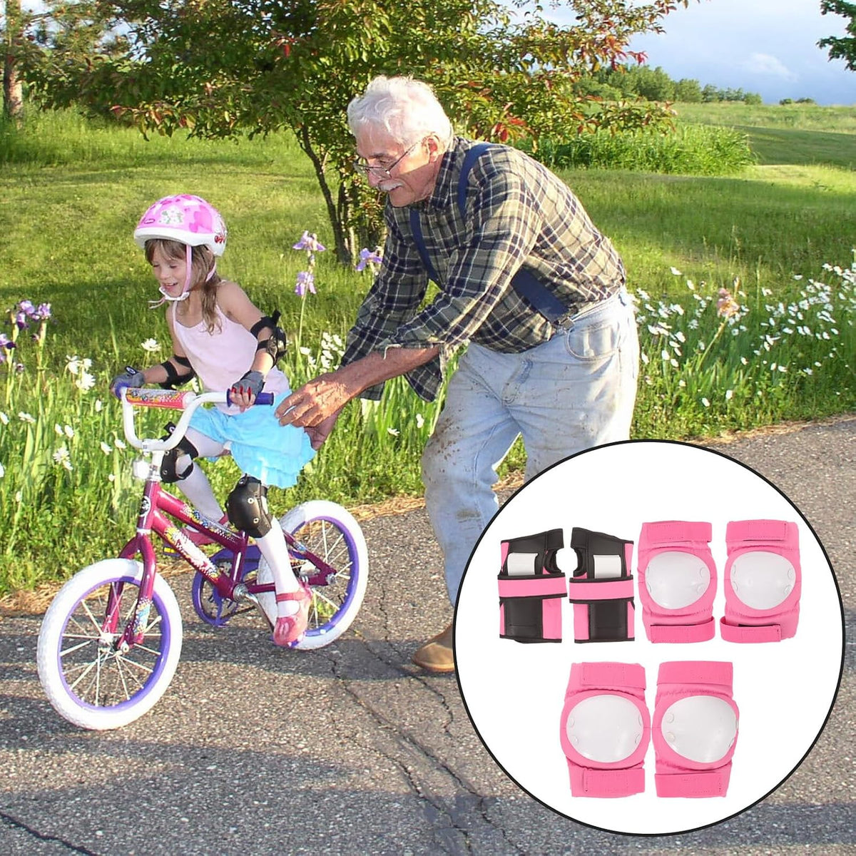 Protective Gear Set with Knee Pads and Wrist Guards for Roller Skating and Scooter Riding, Pink Size S Suitable Under 35kg, Sports Joint Protector for Skating and Outdoor