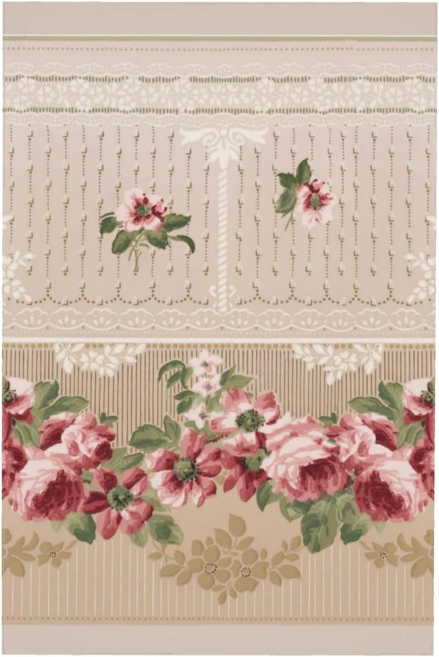 Romantic Victorian Pink Floral Tablecloth 60 x 90 Inch Washable Polyester Rectangle Table Cover for Party Wedding Picnic Dining