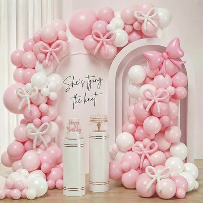 She’s Tying The Knot Bridal Shower - Pink Bow Bachelorette Party Decorations, She’s Tying The Knot Bridal Shower Decorations, Bride to Be Decorations, Pink Bow Balloon Arch Kit for Bachelorette Party