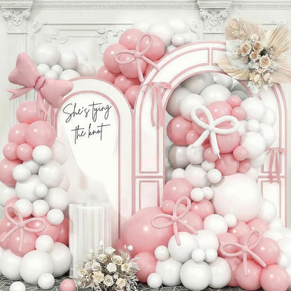 She’s Tying The Knot Bridal Shower - Pink Bow Bachelorette Party Decorations, She’s Tying The Knot Bridal Shower Decorations, Bride to Be Decorations, Pink Bow Balloon Arch Kit for Bachelorette Party