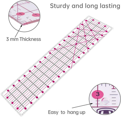 Rotary Cutter Set Pink - Quilting Kit incl. 45mm Fabric Cutter, 5 Replacement Blades, A2 Cutting Mat, Acrylic Quilting Ruler and Sewing Clips, Craft Knife Set, Ideal for Crafting, Sewing, Patchworking