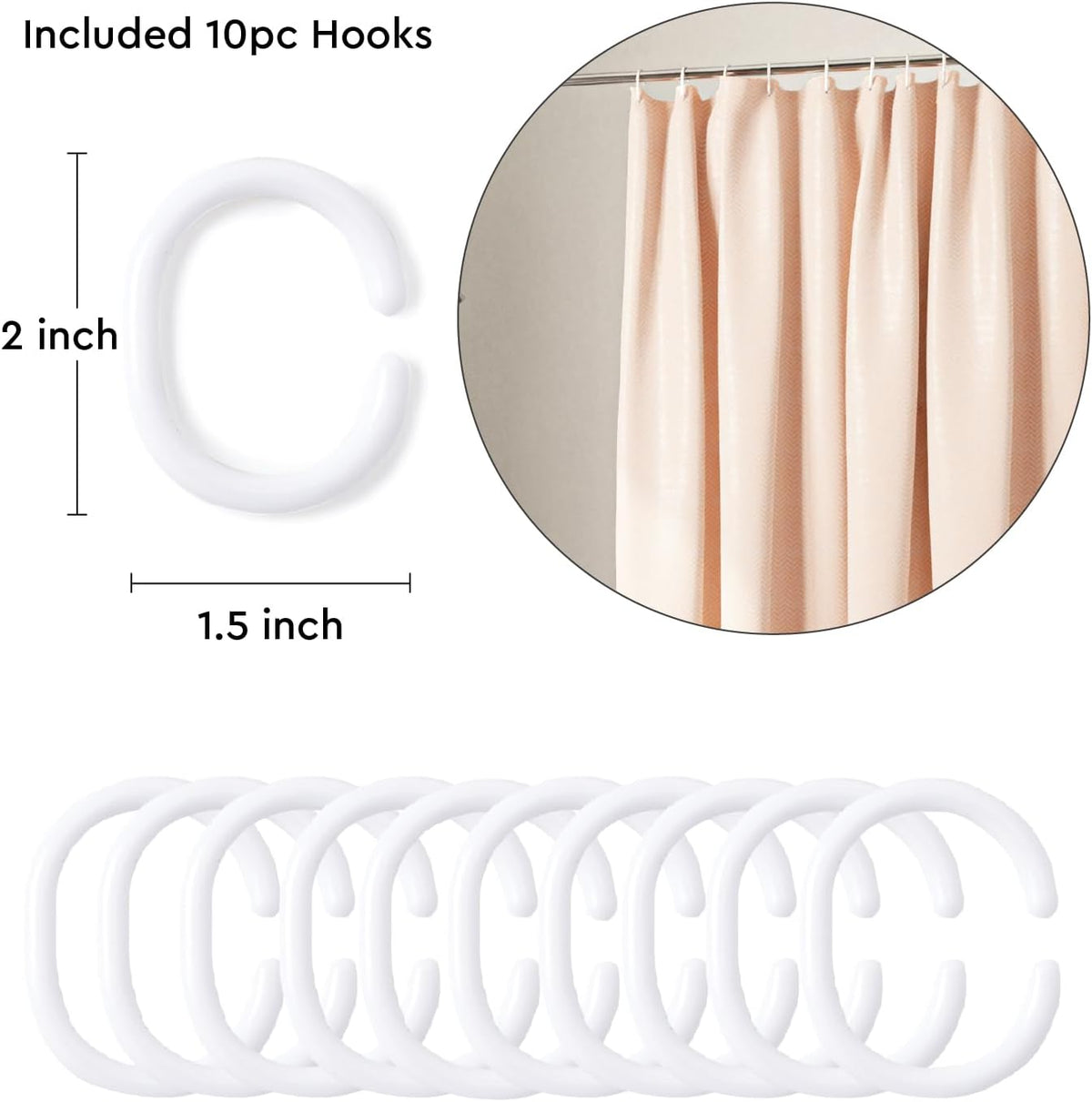 Shower Curtain, Waterproof & Heavy Duty 72"x 84"