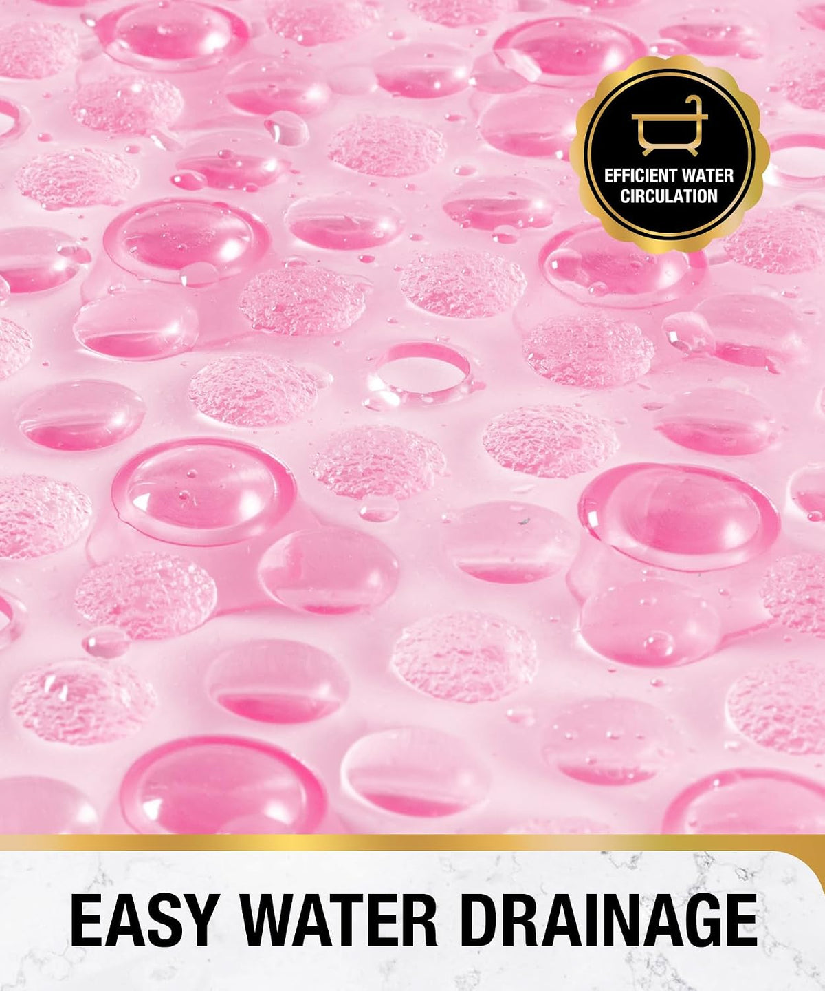 Oval Bath Mat for Tub, 27x15 Inch Bubble Bathtub Mat Non Slip, Machine Washable Bathroom Shower Mat with Drain Holes and Suction Cups, Bathroom Accessories Pink