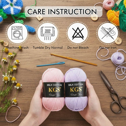 Cotton Yarn Pack | Soft Cotton Blend Knitting Yarn | 4 × 50g Skeins (200g Total) | Smooth & Durable Craft Yarn for Knitting, Crochet & DIY Projects (Peaches n' Cream)