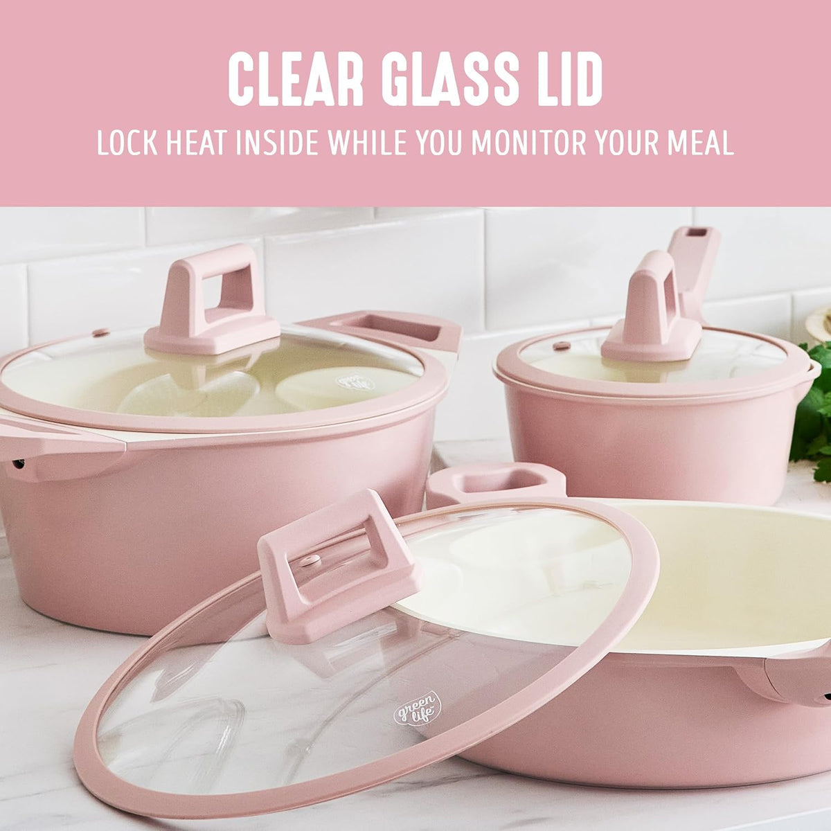 8 Piece Ceramic Nonstick Cookware Set, Induction Suitable Non Toxic PFAS-Free Pots & Pans, Dishwasher Safe, Cooking Set, Stock Pot, Saucepans & Frying Pans, Kitchen Cooking, Light Pink