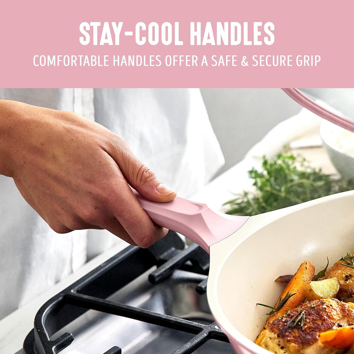 8 Piece Ceramic Nonstick Cookware Set, Induction Suitable Non Toxic PFAS-Free Pots & Pans, Dishwasher Safe, Cooking Set, Stock Pot, Saucepans & Frying Pans, Kitchen Cooking, Light Pink