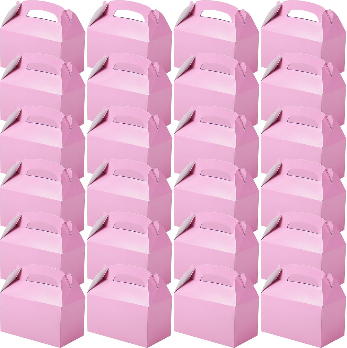 24 Pcs Pink Party Favor Treat Boxes Gable Paper Gift Box Candy Snack Goodie Cake Treat Boxes for Birthday Wedding Party Favors (Pink)