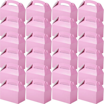 24 Pcs Pink Party Favor Treat Boxes Gable Paper Gift Box Candy Snack Goodie Cake Treat Boxes for Birthday Wedding Party Favors (Pink)