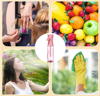 Hair Brush Set with Continuous Spray Bottle，Slick Back Hair Brush Back Brushing, Combing, Slicking Hair (PINK)