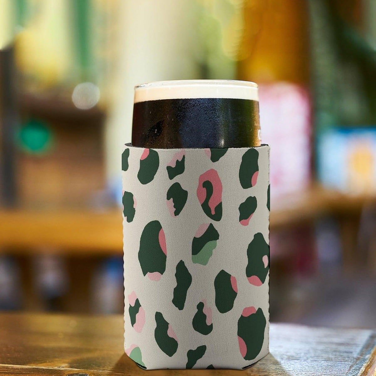 Reusable Neoprene Peach Leopard Pattern Iced Coffee Sleeve Insulated Cup Holder for 16-20oz Tumblers Soft Protective Thermal Sleeve for Hot Cold Drinks Washable Cup Protector for Travel Office Commute