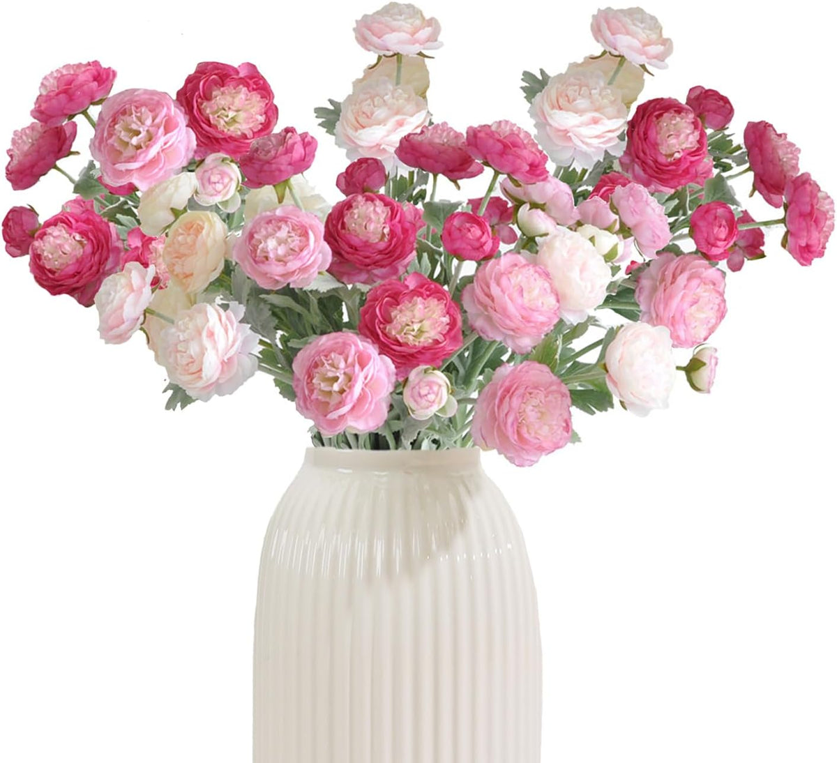 Artificial Flowers Silk Peony Pink Flowers Combo Rose Red Silk Flowers Bouquet 20Pcs 60Heads Fake Peonies for Faux Floral Arrangements Home Table Kitchen Wedding Party Farmhouse Decor