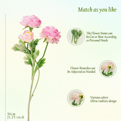 Artificial Flowers Silk Peony Pink Flowers Combo Rose Red Silk Flowers Bouquet 20Pcs 60Heads Fake Peonies for Faux Floral Arrangements Home Table Kitchen Wedding Party Farmhouse Decor