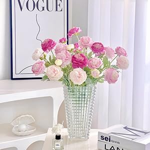 Artificial Flowers Silk Peony Pink Flowers Combo Rose Red Silk Flowers Bouquet 20Pcs 60Heads Fake Peonies for Faux Floral Arrangements Home Table Kitchen Wedding Party Farmhouse Decor