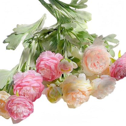 Artificial Flowers Silk Peony Pink Flowers Combo Rose Red Silk Flowers Bouquet 20Pcs 60Heads Fake Peonies for Faux Floral Arrangements Home Table Kitchen Wedding Party Farmhouse Decor