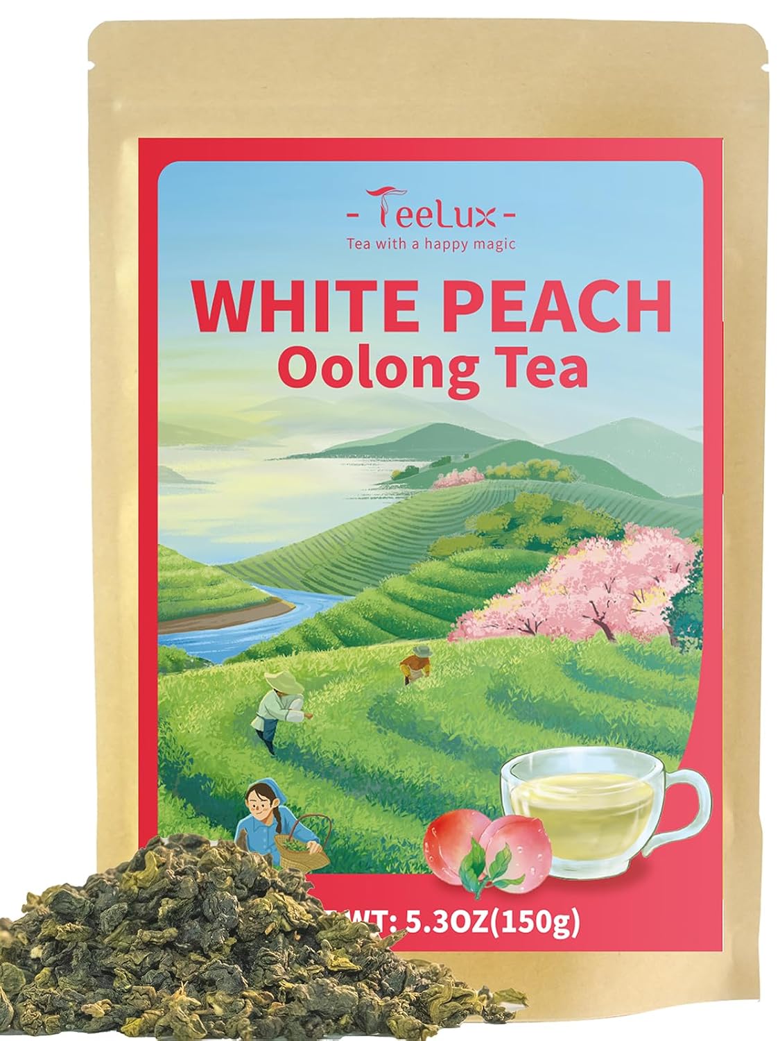 White Peach Oolong Loose Leaf Tea, Tie Guan Yin, Peach Aroma, 5.3 oz