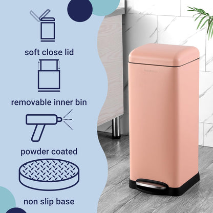 Betty 8 Gal Step Trash Can Soft-Close Lid, Flamingo Pink