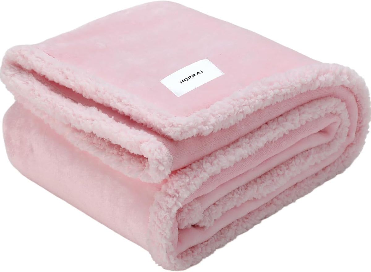 Dog Blanket, Waterproof Reversible Sherpa Fleece Throw Blanket, Furniture Cover for Bed, Couch, Sofa Protection from Liquid Pee and Pet Fur of Puppy, Cat (Pink S28*39inches)