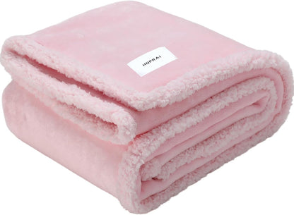 Dog Blanket, Waterproof Reversible Sherpa Fleece Throw Blanket, Furniture Cover for Bed, Couch, Sofa Protection from Liquid Pee and Pet Fur of Puppy, Cat (Pink S28*39inches)