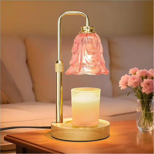 Pink Flower Candle Warmer Lamp with Timer, Birthday Gifts for Women