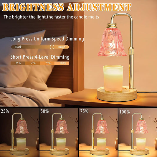 Pink Flower Candle Warmer Lamp with Timer, Birthday Gifts for Women