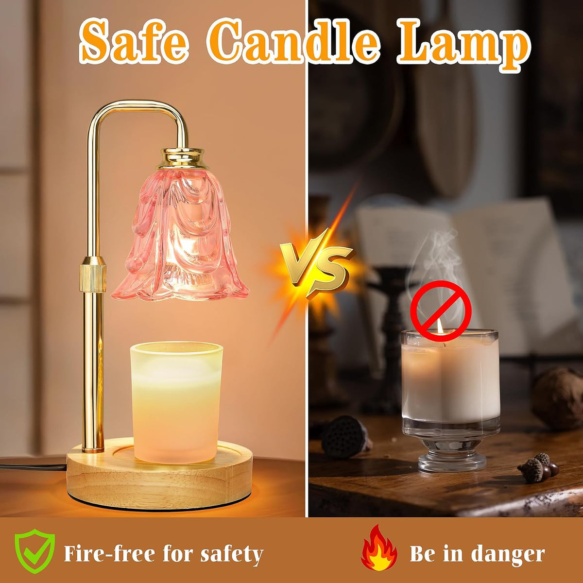 Pink Flower Candle Warmer Lamp with Timer, Birthday Gifts for Women