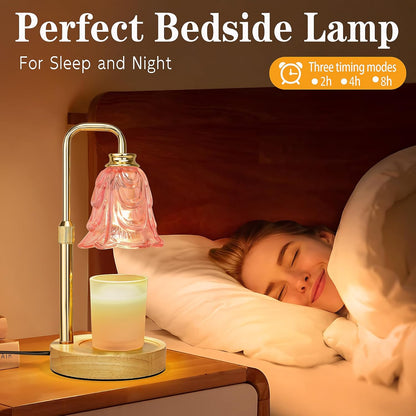 Pink Flower Candle Warmer Lamp with Timer, Birthday Gifts for Women