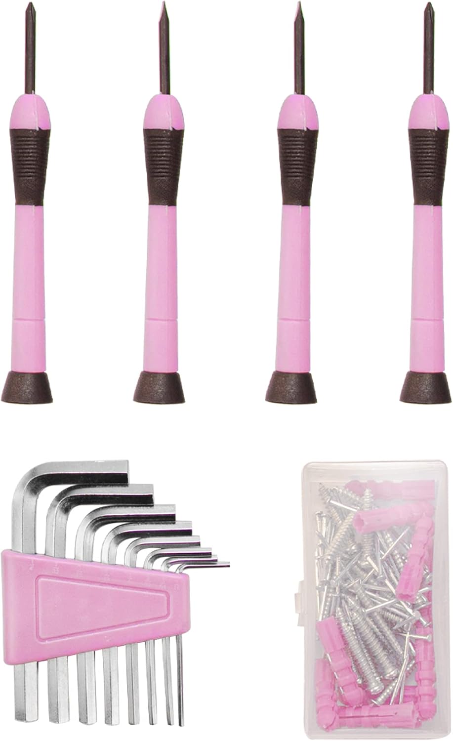 Complete Household Tool Set, Pink Hand Kit With Storage Case