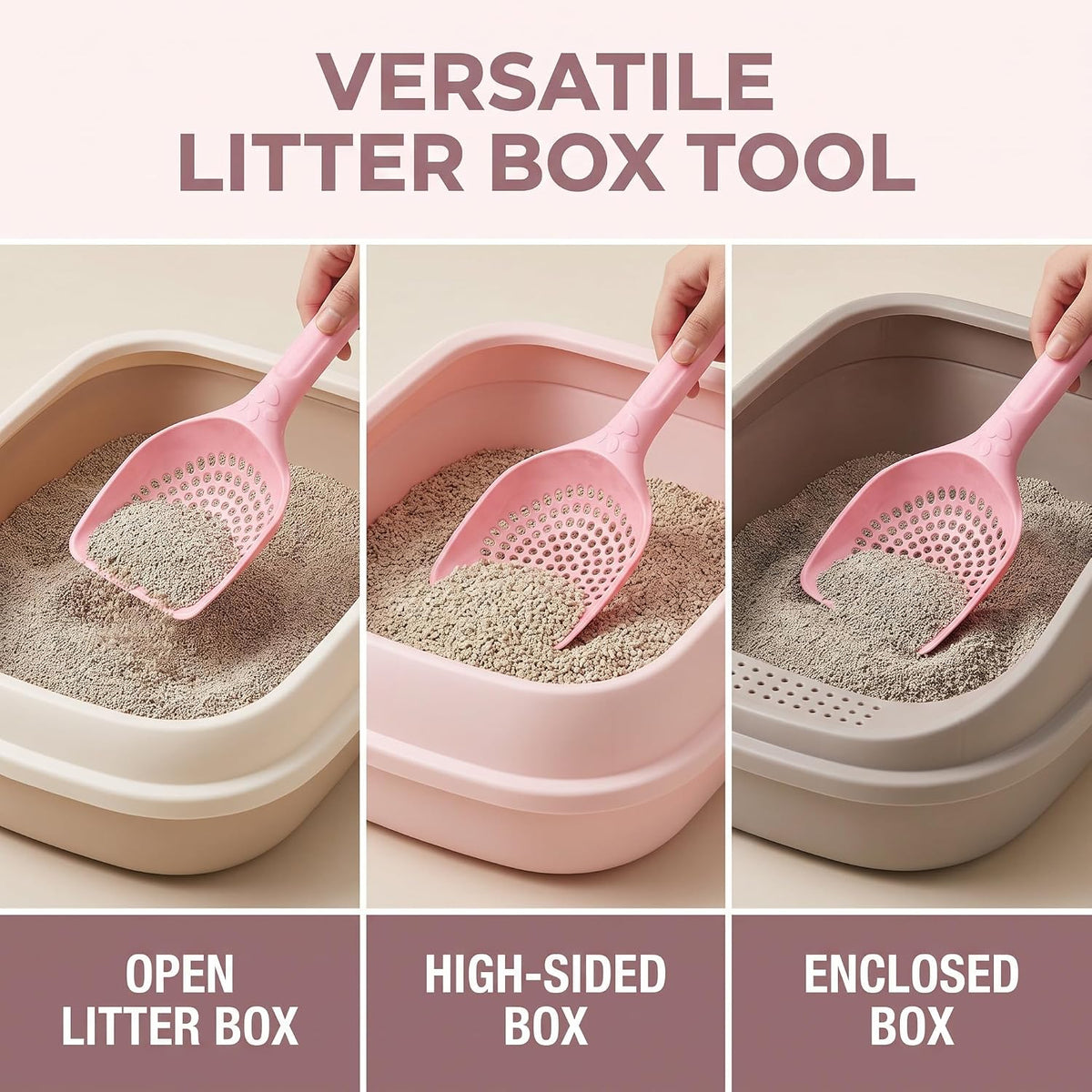Pink Plastic Cat Litter Scoop Pet Care Sand Waste Scooper Shovel Hollow Cleaning Tool Pet Supplies Easy to Clean Cat Litter Scoops