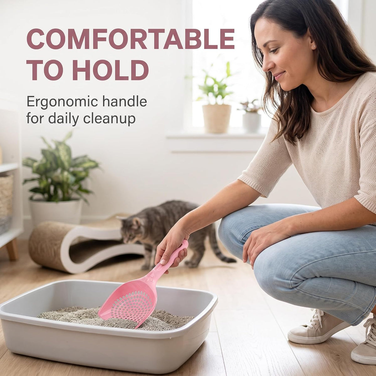 Pink Plastic Cat Litter Scoop Pet Care Sand Waste Scooper Shovel Hollow Cleaning Tool Pet Supplies Easy to Clean Cat Litter Scoops