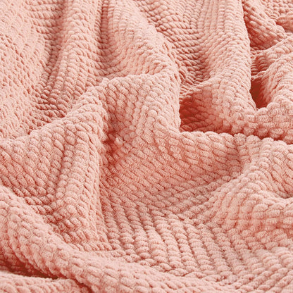 Pink Throw Blanket Knitted Tweed Throw 50'' x 60'', Peach Melba, Super Soft Cozy Warm Comfortable Breathable Throw for Living Room Chair Couch Bed Sofa Bedroom Home Décor