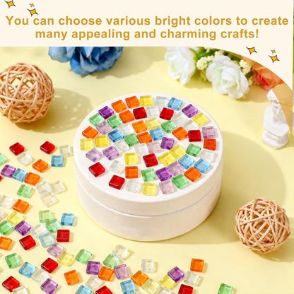 9mm Square Mosaic Tiles, 300g Ceramic Mosaic Pieces Glazed Porcelain Tiles Bulk for Vase Flower Pots Aquarium Decor Garden Project DIY Art Craft, Pink