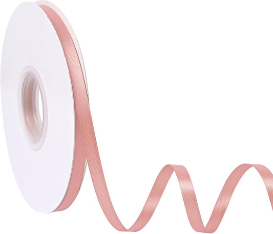50 Yards Double Faced Peach Pink Satin Ribbon 1/4 inch Solid Ribbon for Gift Wrapping Crafts Wedding Decoration Bow