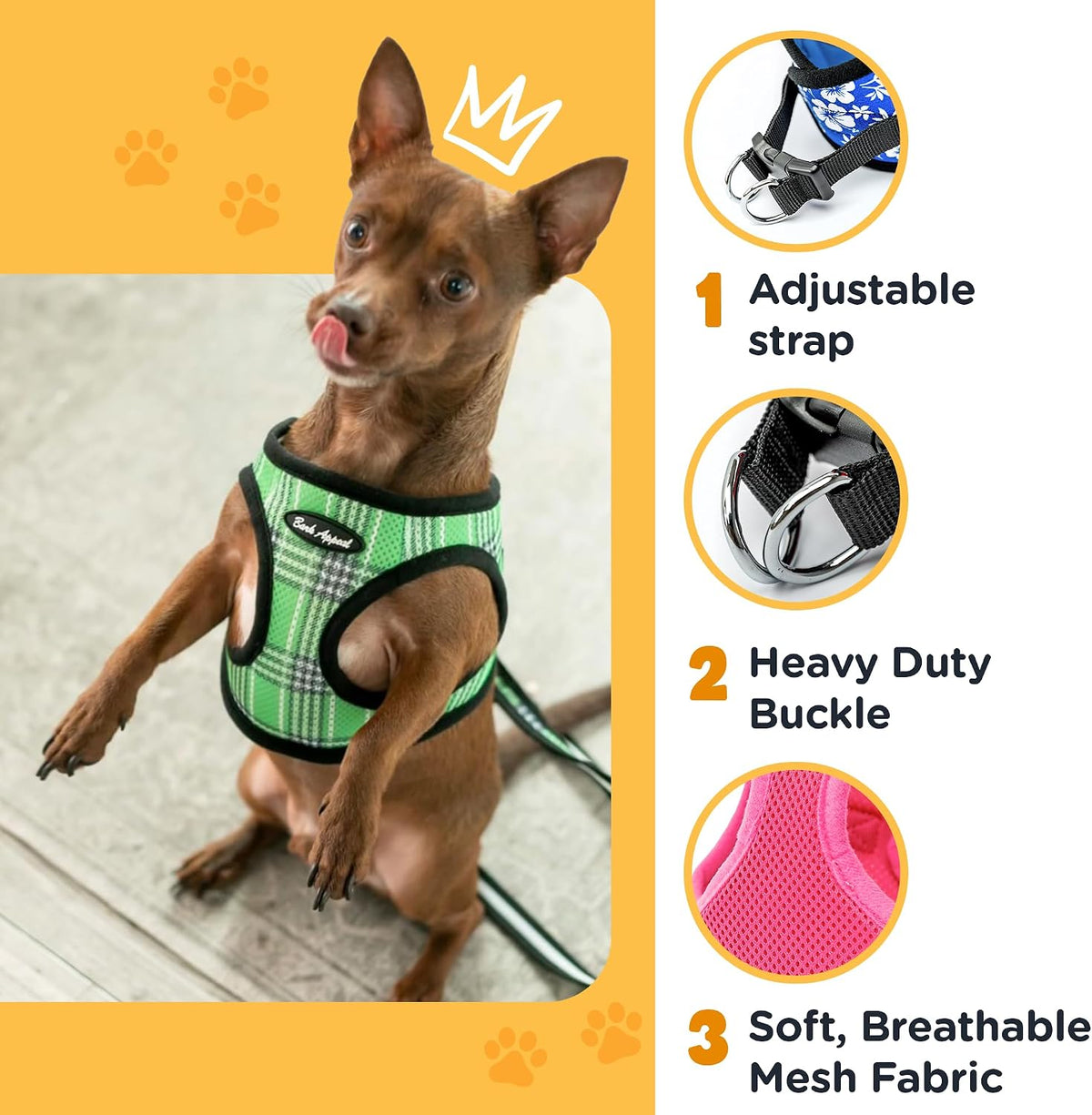 Pink Camo Step-in Dog Harness for XS to Small Sized Pets – Updated Sizing, Re-Measuring is Essential – Soft Vest Harness – Anti-Choke with Adjustable Strap & Heavy Duty Clip – S